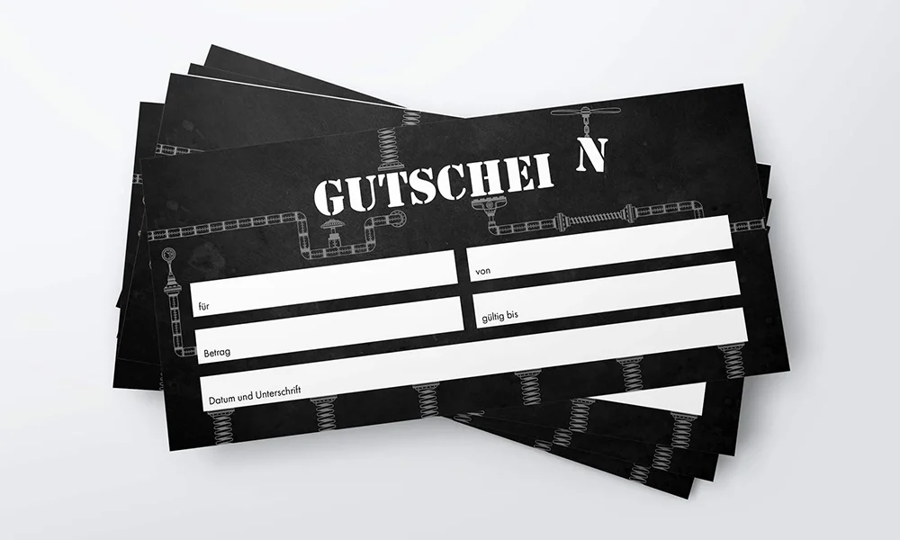 Geschäftsausstattung und Café-Equipment im konsistenten Corporate Design
