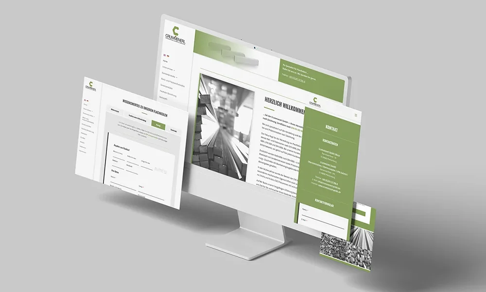 Webdesign für ein Industrieunternehmen mit klarer Struktur und moderner Gestaltung
